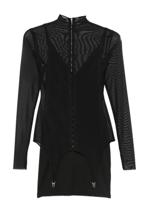 AXEL 113 Backstage mesh long-sleeve mini dress - Black