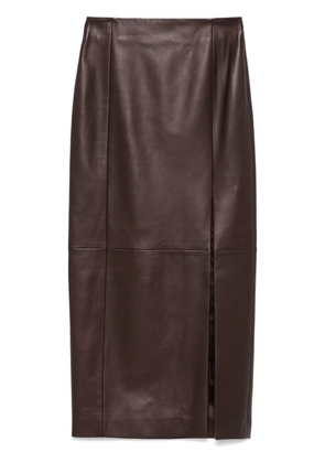 Kiton leather midi skirt - Brown