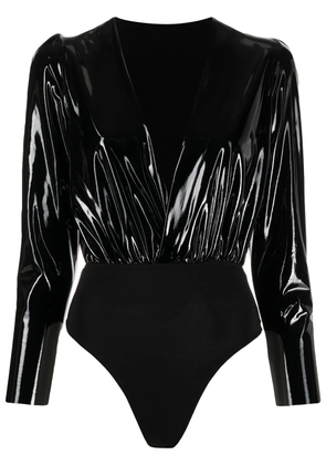 Alchemy x Lia Aram faux-patent leather bodysuit - Black