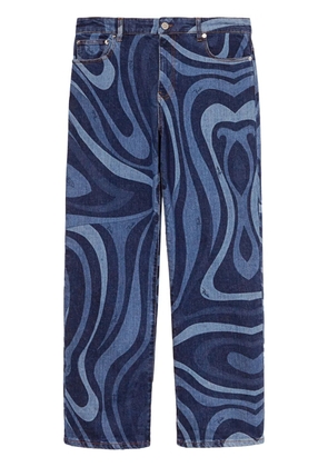 PUCCI Marmo-print straight-leg jeans - Blue