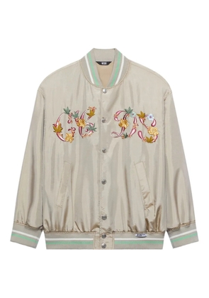 GCDS floral-embroidery bomber jacket - Neutrals