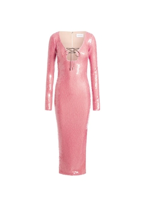 16Arlington Solaria sequin lace-up midi dress - Pink
