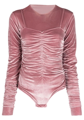 Ioana Ciolacu velvet-effect gathered-detail body - Pink