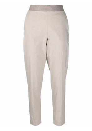 Le Tricot Perugia contrast-waist tapered trousers - Neutrals