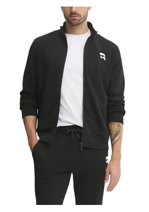 Karl Lagerfeld logo-patch zip-up sweatshirt - Black