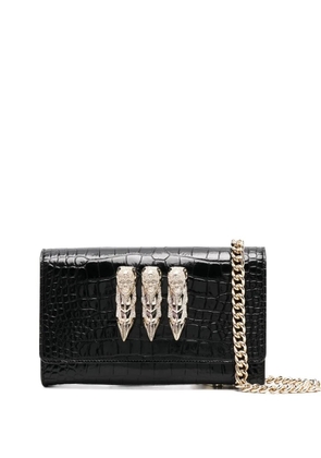 Philipp Plein crocodile-embossed crossbody clutch bag - Black