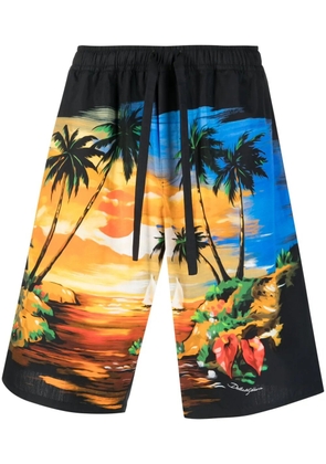 Dolce & Gabbana palm tree-print cotton shorts - Blue