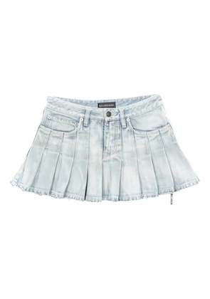 Balenciaga Pre-Owned 2010s pleated denim mini skirt - Blue