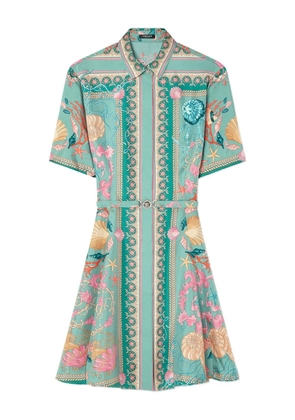 Versace Underwater Barocco silk mini shirt dress - Green
