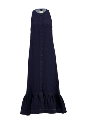Zeus+Dione ruffled denim maxi dress - Blue