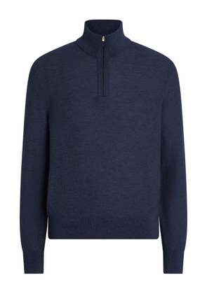 Zegna mock-neck half-zip cashmere sweater - Blue
