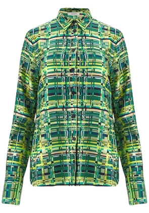Ferragamo long-sleeved checkered silk shirt - Green