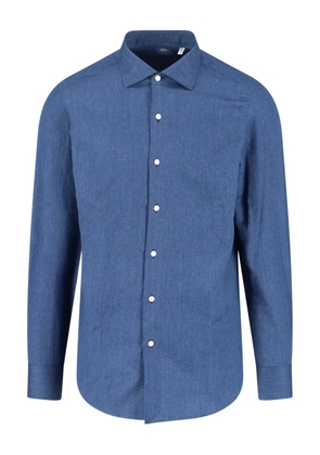 Finamore 1925 Napoli micro-check long-sleeve shirt - Blue
