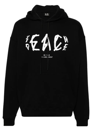 44 LABEL GROUP Peace-logo cotton hoodie - Black