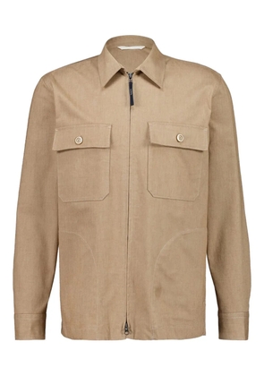 120% Lino zip-up cotton overshirt - Neutrals
