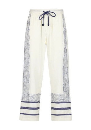 Baziszt striped drawstring straight-leg trousers - White