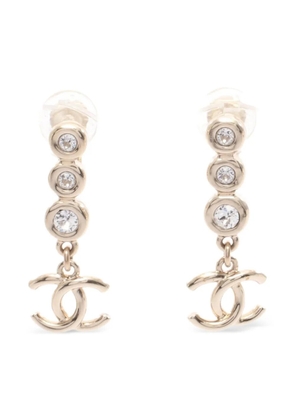 CHANEL Pre-Owned 1986-1988 Coco Mark rhinestone earrings - Gold