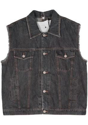 Magliano raw-cut detail cotton denim vest - Grey