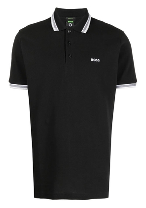 BOSS embroidered-logo cotton polo shirt - Black
