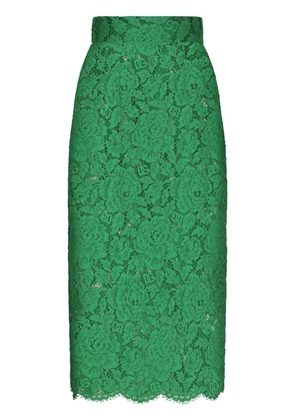 Dolce & Gabbana floral-lace midi skirt - Green