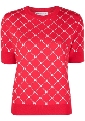 Sonia Rykiel monogram-pattern knitted top - Red