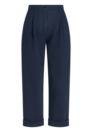 ETRO cropped herringbone-pattern cotton chinos - Blue