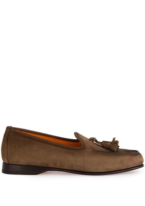 Santoni tassel-detail suede loafers - Brown