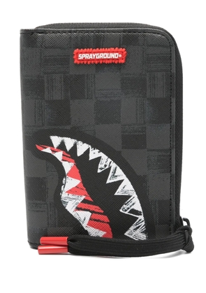 Sprayground shark-motif zipped wallet - Black