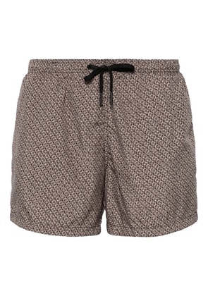 Tagliatore geometric-print swim shorts - Brown
