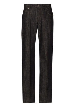 Dolce & Gabbana logo-appliqué cotton wide-leg jeans - Black