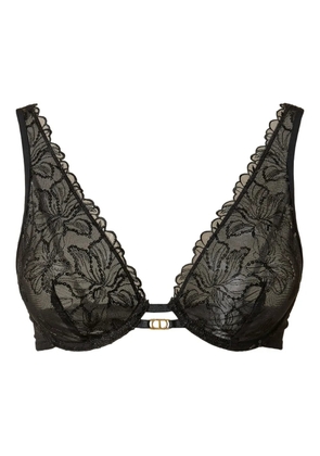 TWINSET floral-embroidery bra - Black