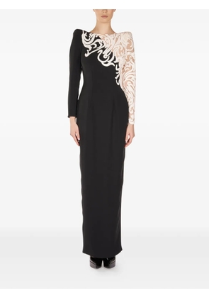 ARAFTU long-sleeve lace-detail maxi dress - Black