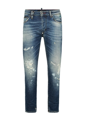 Philipp Plein distressed paint-splatter jeans - Blue