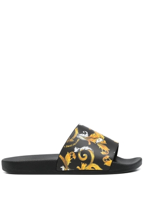 Versace Jeans Couture Barocco-print slides - Black