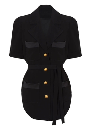 Balmain belted crepe short-sleeve shirt - Black