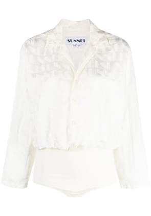Sunnei logo-jacquard long-sleeve bodysuit - White