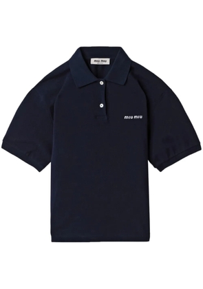 Miu Miu logo-embroidered polo shirt - Blue