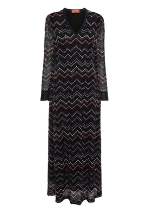 Missoni sequinned zigzag-knit dress - Blue