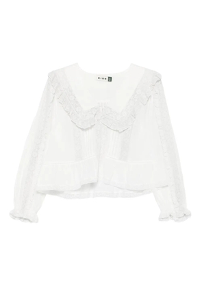 Rixo Caserta Broderie ruffled top - White