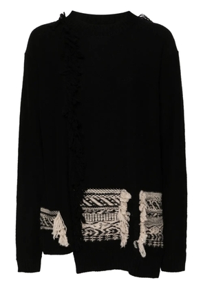 Y's fringed asymmetric jumper - Black