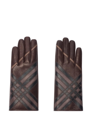 Burberry check-pattern leather gloves - Brown