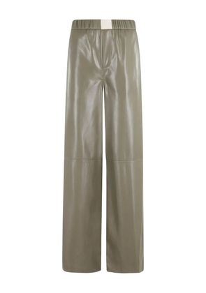 Isabelle Blanche elastic-waist leather trousers - Green