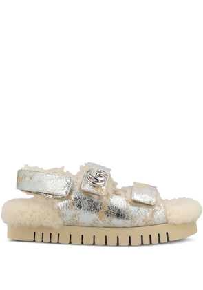 Gucci logo metallic sandals - Silver