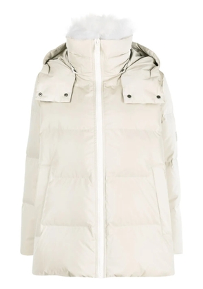 Yves Salomon hooded zip-up quilted down coat - Neutrals