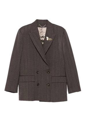 Golden Goose pinstripe butterfly-brooch blazer - Brown