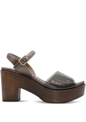 Pedro Garcia metallic leather platform sandals - Brown