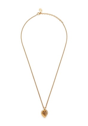 Christian Dior Pre-Owned CD heart rhinestone necklace - Gold