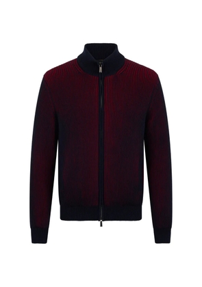 Moorer zip ribbed cardigan - Blue