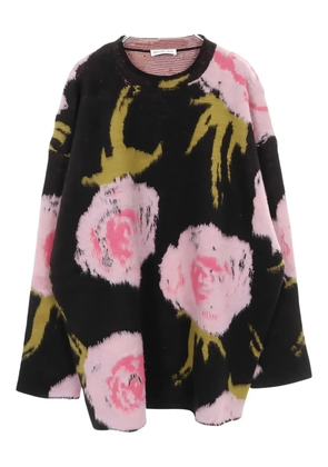 Balenciaga Pre-Owned 2010s floral-intarsia crew-neck sweater - Black