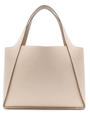 Stella McCartney logo-studded faux-leather tote bag - Neutrals